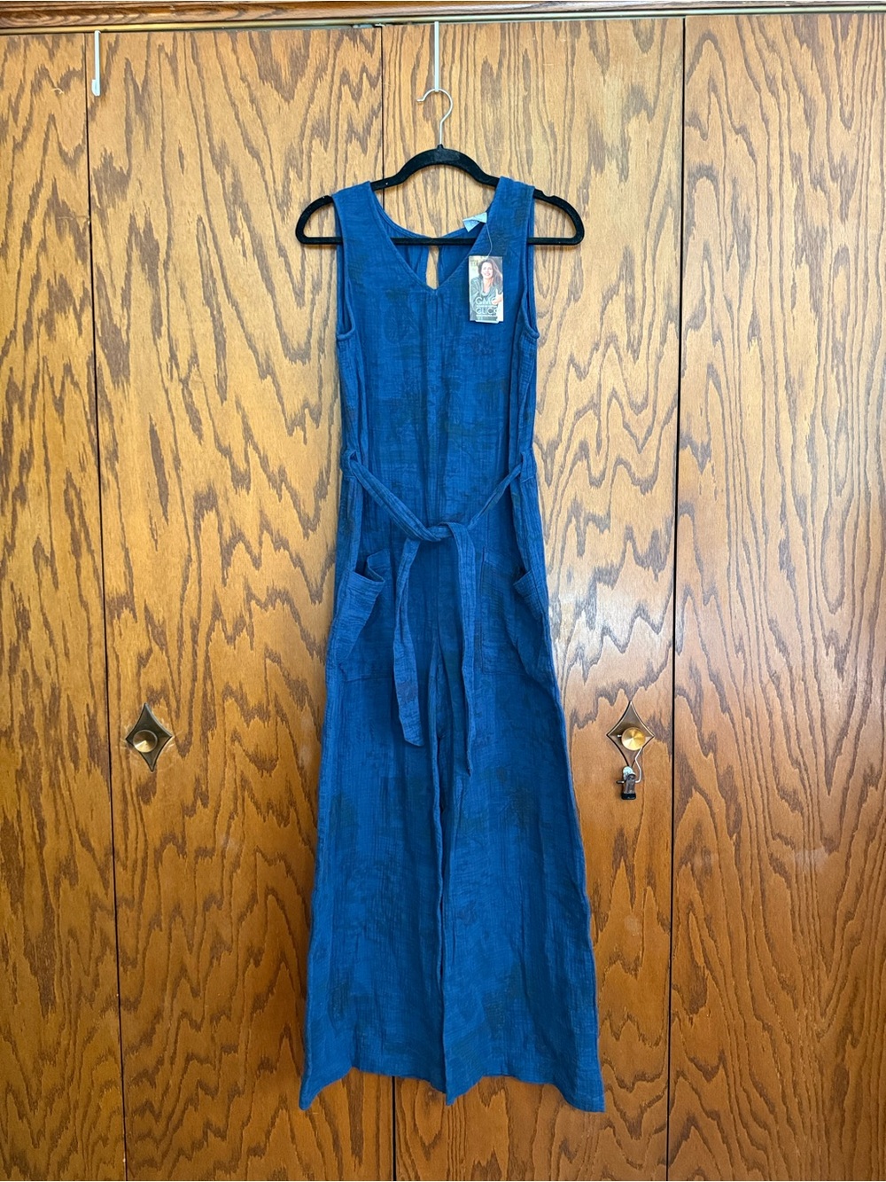 CMC Click Color Me Cotton Navy Gauze Jumpsuit Wide Leg S NWT $119
